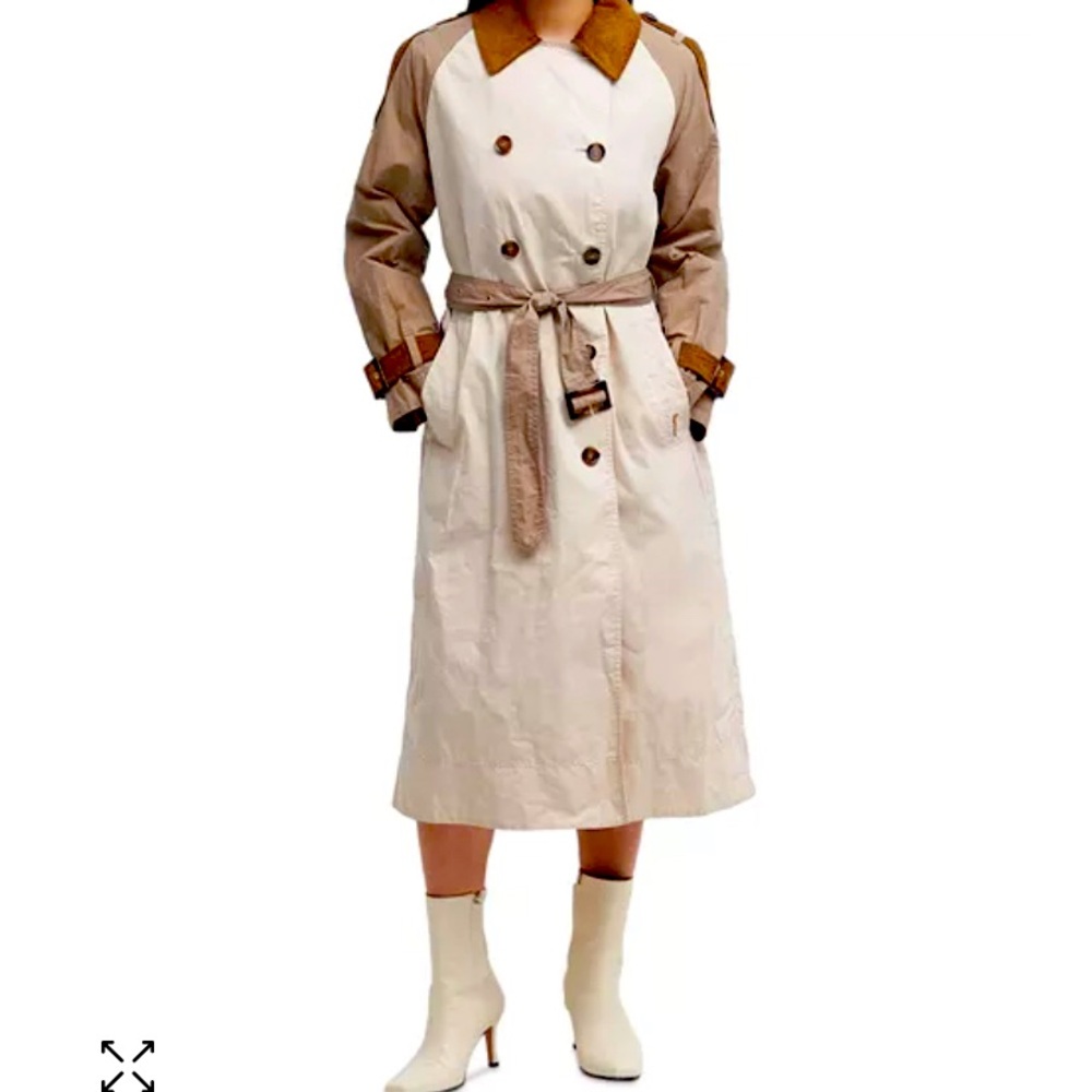 Stylish Barbour Beige and Brown showerproof Trench Coat US6/UK10